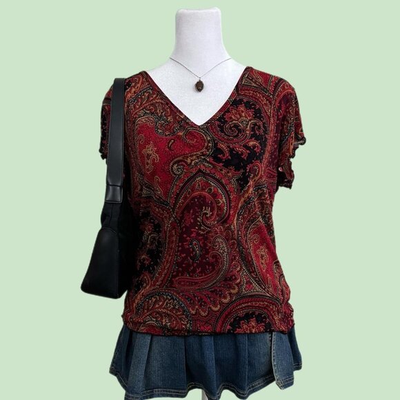 y2k paisley girly boho granola top - Picture 1 of 7